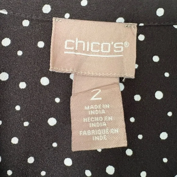 Chico’s 2 L Mixed Print Floral Polka Dot Blouse Grandmacore Office Church Drapey - Picture 5 of 8